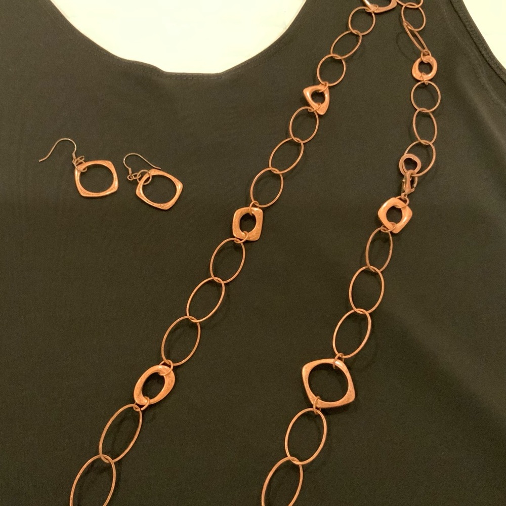 Edgy copper necklace and earrings by Premier Designs